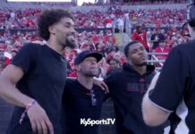 Louisville Cardinals Basketball J’Vonne Hadley, Pat Kelsey & Ryan Conwell At Football Home Opener